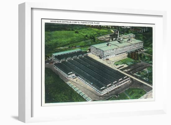 Aerial View of Goodyear-Zeppelin Fabrication Plant - Akron, OH-Lantern Press-Framed Art Print