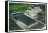 Aerial View of Goodyear-Zeppelin Fabrication Plant - Akron, OH-Lantern Press-Framed Stretched Canvas