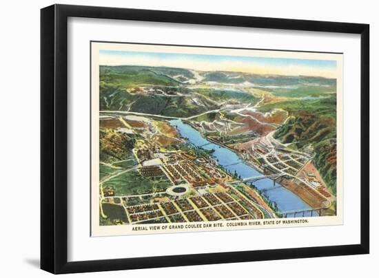 Aerial View of Grand Coulee Dam, Washington-null-Framed Art Print