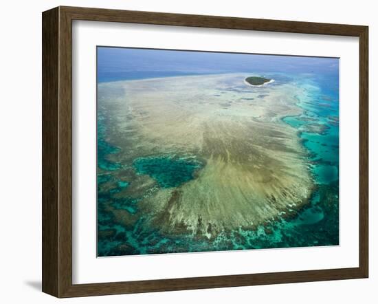 Aerial View of Green Island, The Great Barrier Reef, Cairns Area, North Coast, Queensland-Walter Bibikow-Framed Photographic Print