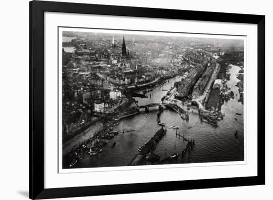 Aerial View of Hamburg Harbour, Germany, from a Zeppelin, C1931-null-Framed Giclee Print