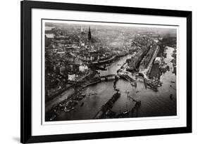 Aerial View of Hamburg Harbour, Germany, from a Zeppelin, C1931-null-Framed Giclee Print