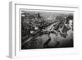 Aerial View of Hamburg Harbour, Germany, from a Zeppelin, C1931-null-Framed Giclee Print