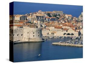 Aerial View of Harbour and Old City, Dubrovnik, Unesco World Heritage Site, Croatia-Ken Gillham-Stretched Canvas