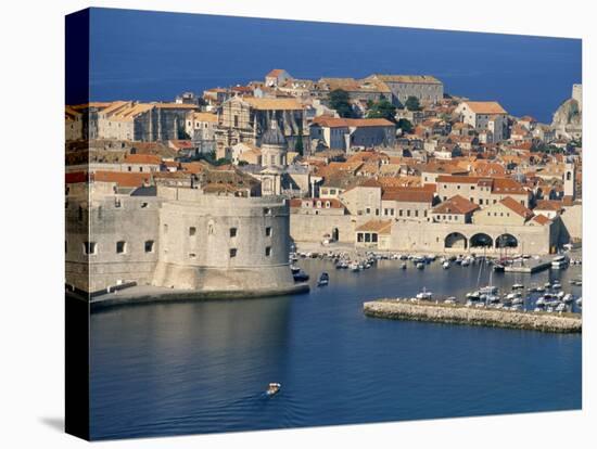 Aerial View of Harbour and Old City, Dubrovnik, Unesco World Heritage Site, Croatia-Ken Gillham-Stretched Canvas