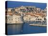 Aerial View of Harbour and Old City, Dubrovnik, Unesco World Heritage Site, Croatia-Ken Gillham-Stretched Canvas