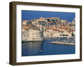 Aerial View of Harbour and Old City, Dubrovnik, Unesco World Heritage Site, Croatia-Ken Gillham-Framed Photographic Print