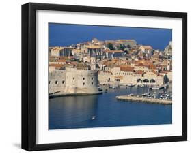 Aerial View of Harbour and Old City, Dubrovnik, Unesco World Heritage Site, Croatia-Ken Gillham-Framed Photographic Print