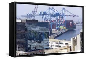 Aerial View of Harbour, Valparaiso, Chile-Peter Groenendijk-Framed Stretched Canvas