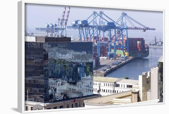 Aerial View of Harbour, Valparaiso, Chile-Peter Groenendijk-Framed Photographic Print