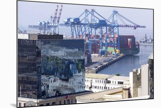 Aerial View of Harbour, Valparaiso, Chile-Peter Groenendijk-Mounted Photographic Print