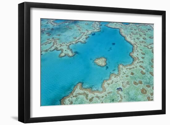 Aerial View of Heart Reef, Great Barrier Reef, Queensland, Australia-Peter Adams-Framed Photographic Print