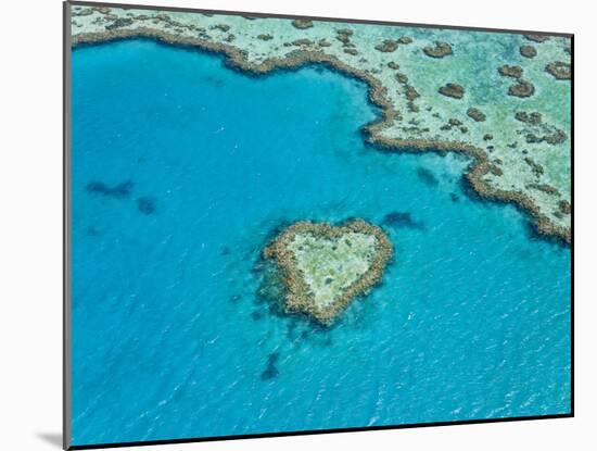 Aerial View of Heart Reef, Part of Great Barrier Reef, Queensland, Australia-Peter Adams-Mounted Photographic Print