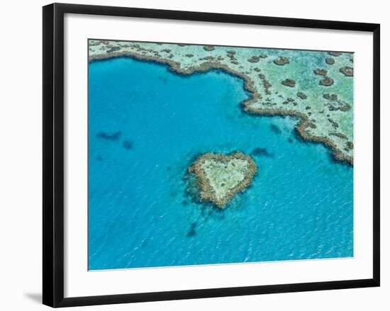 Aerial View of Heart Reef, Part of Great Barrier Reef, Queensland, Australia-Peter Adams-Framed Photographic Print