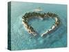 Aerial View Of Heart-Shaped Tropical Island-Mike_Kiev-Stretched Canvas