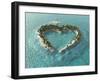 Aerial View Of Heart-Shaped Tropical Island-Mike_Kiev-Framed Art Print