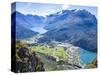 Aerial view of hikers on suspension bridge on Via Ferrata-Roberto Moiola-Stretched Canvas