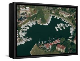 Aerial View of Hilton Head Harbour Town, South Carolina, USA-Kim Hart-Framed Stretched Canvas