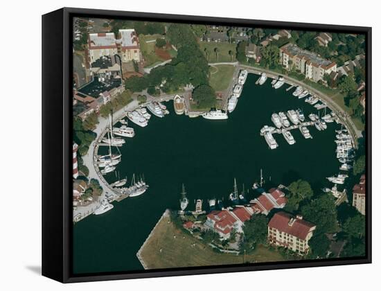 Aerial View of Hilton Head Harbour Town, South Carolina, USA-Kim Hart-Framed Stretched Canvas