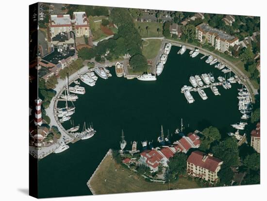 Aerial View of Hilton Head Harbour Town, South Carolina, USA-Kim Hart-Stretched Canvas