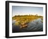 Aerial View of Hippopotamus at Sunset, Moremi Game Reserve, Botswana-Paul Souders-Framed Photographic Print