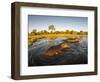 Aerial View of Hippopotamus at Sunset, Moremi Game Reserve, Botswana-Paul Souders-Framed Photographic Print