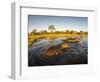 Aerial View of Hippopotamus at Sunset, Moremi Game Reserve, Botswana-Paul Souders-Framed Photographic Print