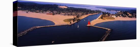 Aerial view of Holland Harbor Lighthouse, Holland, Michigan, USA-null-Stretched Canvas