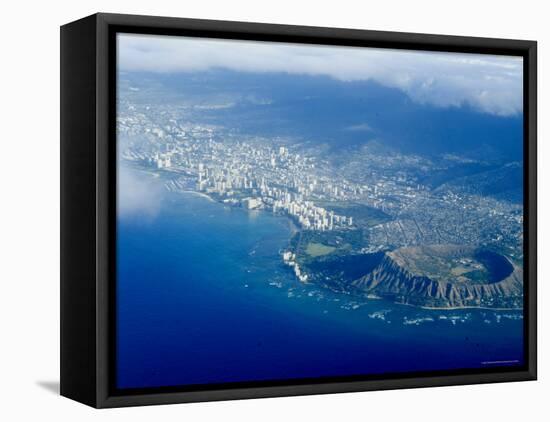 Aerial View of Honolulu, Waikiki and Diamond Head, Oahu, Hawaii, USA-Ethel Davies-Framed Stretched Canvas