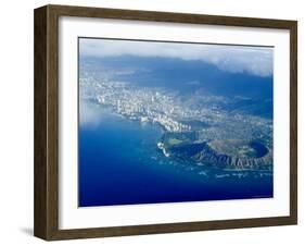 Aerial View of Honolulu, Waikiki and Diamond Head, Oahu, Hawaii, USA-Ethel Davies-Framed Photographic Print