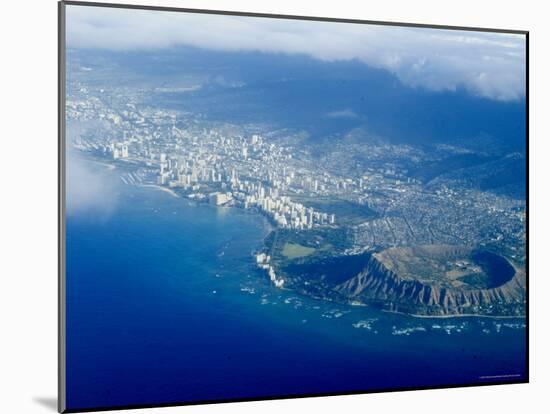 Aerial View of Honolulu, Waikiki and Diamond Head, Oahu, Hawaii, USA-Ethel Davies-Mounted Photographic Print