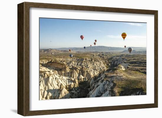 Aerial View of Hot Air Balloons, Cappadocia, Central Anatolia, Turkey-Ali Kabas-Framed Photographic Print