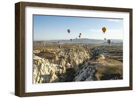 Aerial View of Hot Air Balloons, Cappadocia, Central Anatolia, Turkey-Ali Kabas-Framed Photographic Print