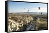 Aerial View of Hot Air Balloons, Cappadocia, Central Anatolia, Turkey-Ali Kabas-Framed Stretched Canvas