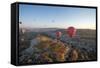 Aerial View of Hot Air Balloons, Cappadocia, Central Anatolia, Turkey-Ali Kabas-Framed Stretched Canvas