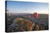 Aerial View of Hot Air Balloons, Cappadocia, Central Anatolia, Turkey-Ali Kabas-Stretched Canvas