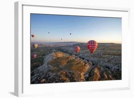 Aerial View of Hot Air Balloons, Cappadocia, Central Anatolia, Turkey-Ali Kabas-Framed Photographic Print