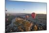 Aerial View of Hot Air Balloons, Cappadocia, Central Anatolia, Turkey-Ali Kabas-Mounted Photographic Print
