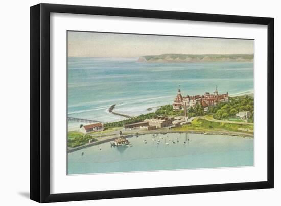 Aerial View of Hotel del Coronado - Coronado Beach, CA-Lantern Press-Framed Art Print