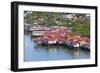 Aerial View of Houses on Stilts Along the Waterfront, Cebu City, Philippines-Keren Su-Framed Photographic Print