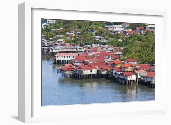 Aerial View of Houses on Stilts Along the Waterfront, Cebu City, Philippines-Keren Su-Framed Photographic Print