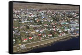 Aerial View of Houses with Colourful Roofs-Eleanor-Framed Stretched Canvas