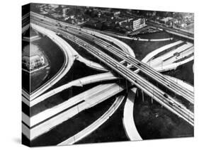 Aerial View of Hub of the Freeway System Including the Hollywood Freeway and the Harbor Freeway-J^ R^ Eyerman-Stretched Canvas