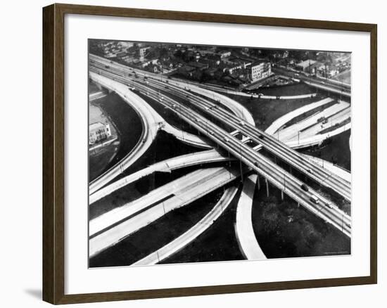 Aerial View of Hub of the Freeway System Including the Hollywood Freeway and the Harbor Freeway-J^ R^ Eyerman-Framed Photographic Print