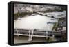 Aerial View of Hungerford Bridge over the Thames River, with Waterloo Bridge on the Background-Felipe Rodriguez-Framed Stretched Canvas