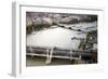 Aerial View of Hungerford Bridge over the Thames River, with Waterloo Bridge on the Background-Felipe Rodriguez-Framed Photographic Print