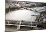 Aerial View of Hungerford Bridge over the Thames River, with Waterloo Bridge on the Background-Felipe Rodriguez-Mounted Photographic Print