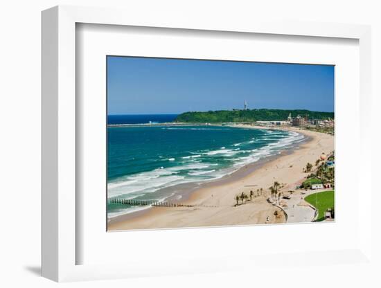 Aerial view of Indian Ocean and white sandy beaches in the town center of Durban, South Africa-null-Framed Photographic Print