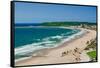 Aerial view of Indian Ocean and white sandy beaches in the town center of Durban, South Africa-null-Framed Stretched Canvas