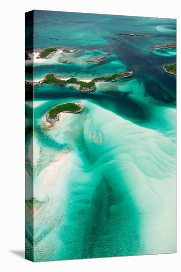 Aerial View of Island in Caribbean Sea, Great Exumand, Bahamas-null-Stretched Canvas